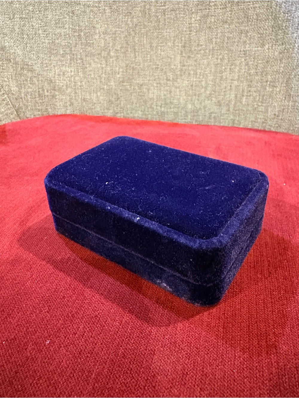 Blue Velvet Jewelry Box/Small Pendant Box Case -4”x3”x1.5”